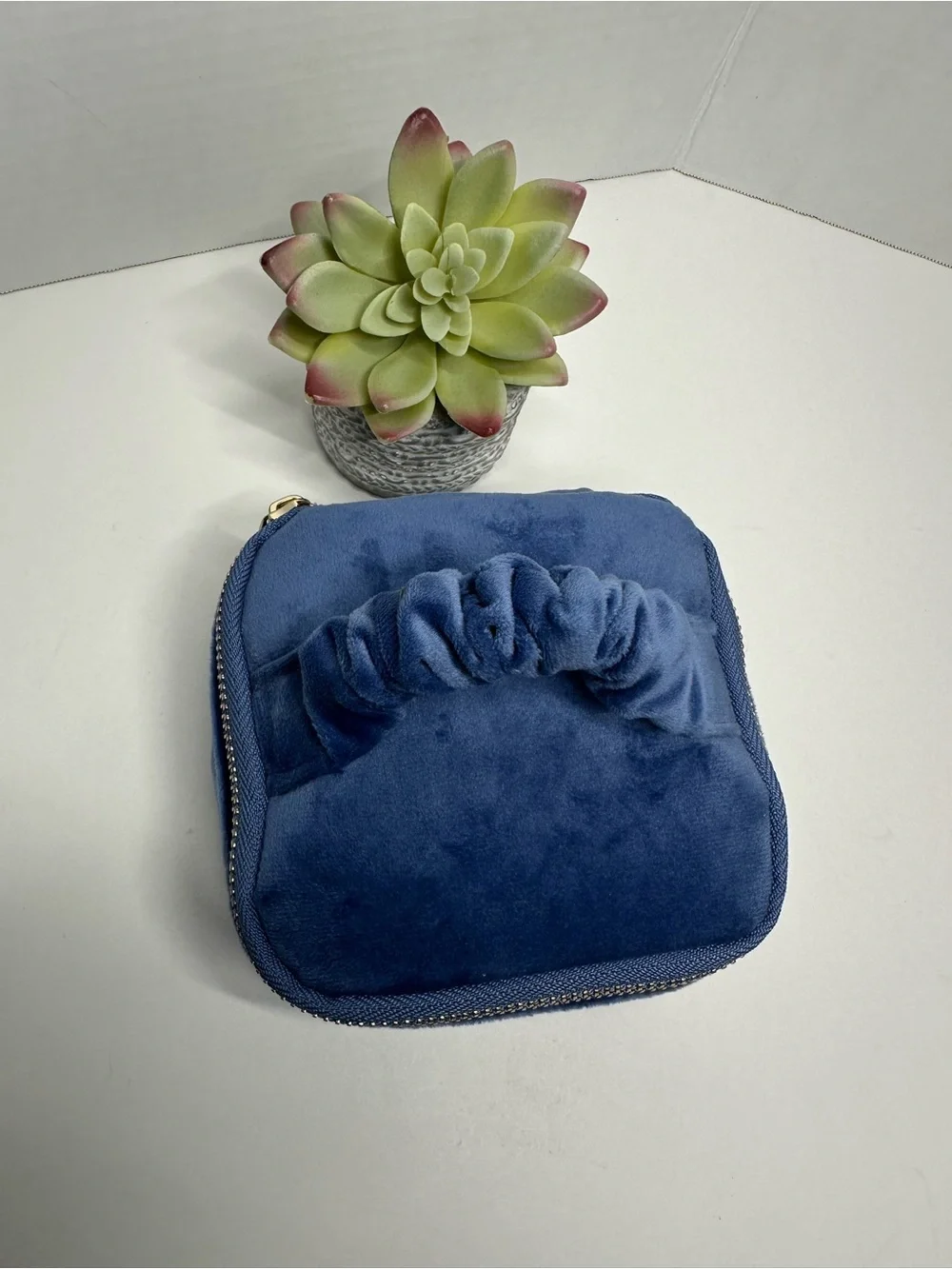 a new day Blue Velvet Scrunch-Handle Cosmetic Case